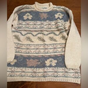 Hand knit Classic Elements Sweater oversized Sz L
Fair isle  outdoors cozy warm
